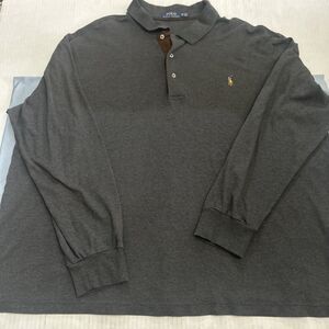 Polo Ralph Lauren Shirt Mens Charcoal Gray Long Sleeves Sz 2XB